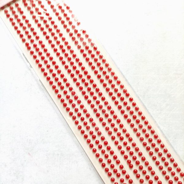 Autocolantes meia perola - Vermelho 4mm