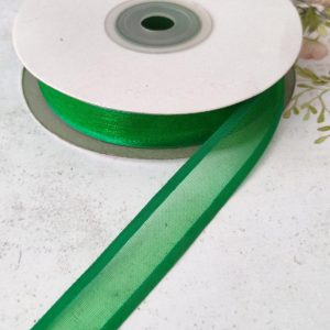 Fita organza rebordo cetim 15mm-verde