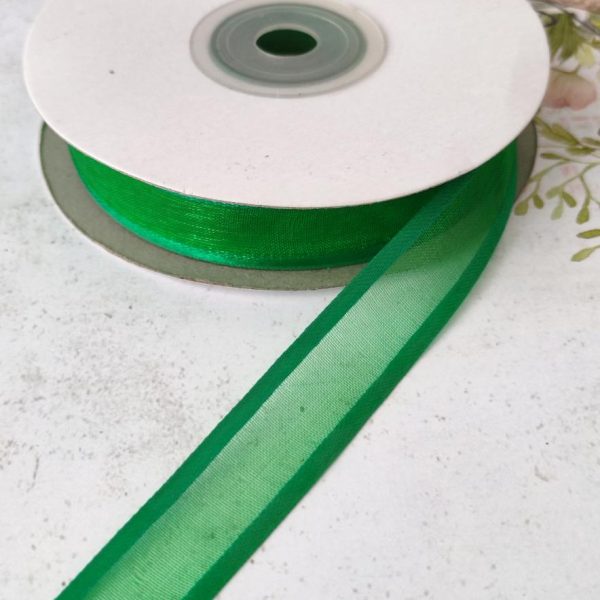 Fita organza rebordo cetim 15mm-verde
