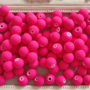 Contas Acrílicas 8 mm Mate (aspeto aveludado) - Rosa Vibrante