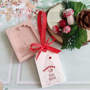 Molde em silicone -Tag gnomo Feliz Natal