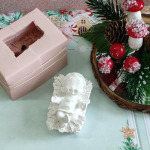 Molde em silicone -Menino Jesus ternurento em manjedoura /3D