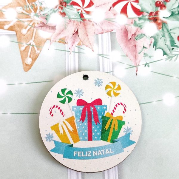 Placa para Porta chaves em mdf - Feliz Natal - Embrulhos