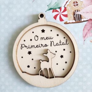 Bola em choupo 3D "O meu primeiro Natal"