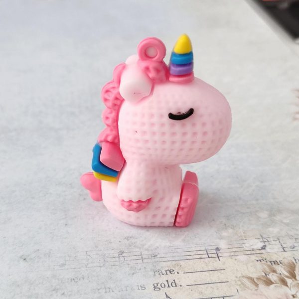 Pendente em silicone unicórnio Rosa