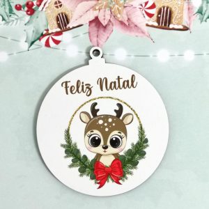 Bola de Natal em mdf - Rena