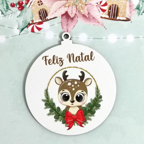 Bola de Natal em mdf - Rena