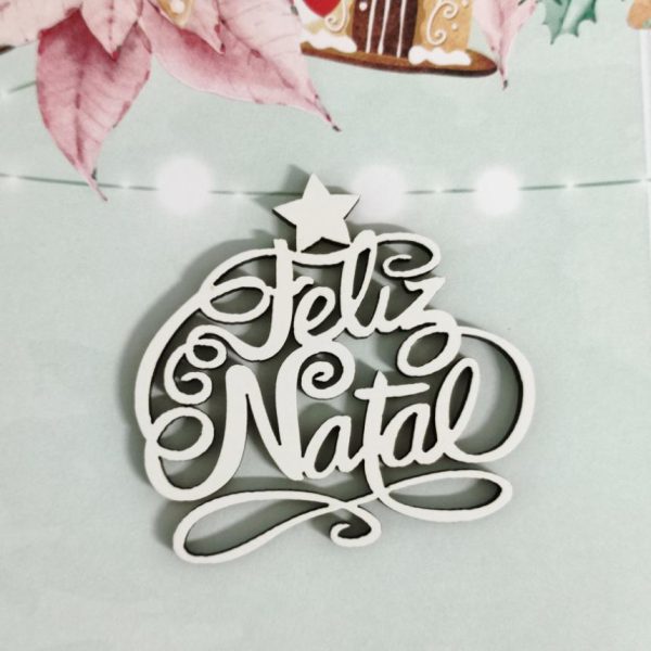 Aplique Feliz Natal arabescos em mdf - 5 cm