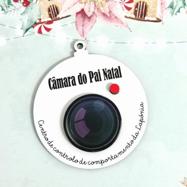 Bola de Natal em mdf -"Câmara do pai natal"