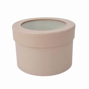 Caixa cartão redonda - Rosa - C/ visor de Acetato