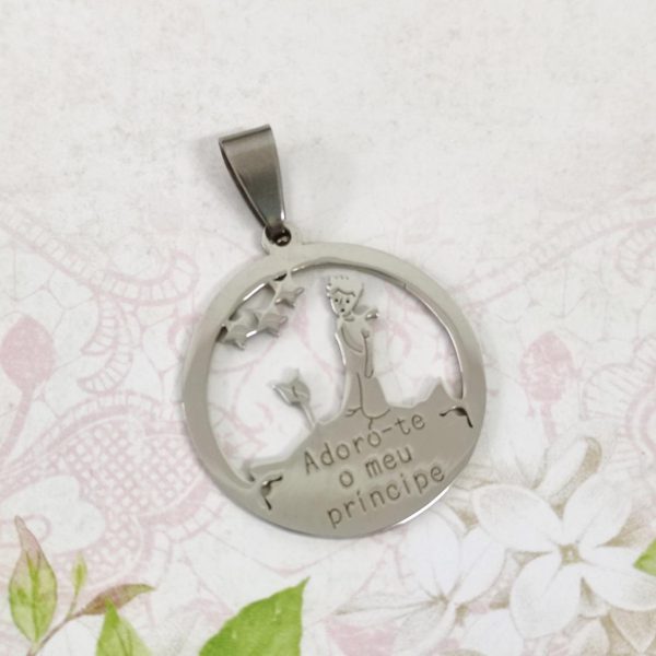 Medalha em aço inoxidável- Adoro-te meu príncipe