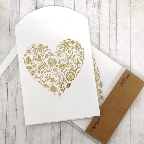 Envelope Coração dourado - 12x19cm