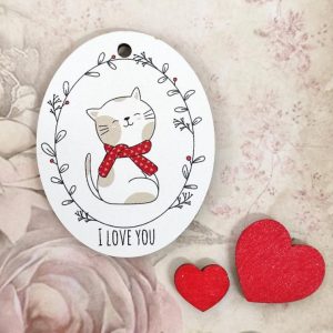 Placa para Porta chaves em mdf - I love you (gatinho)