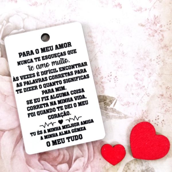 Placa para Porta chaves em mdf - Para meu amor, minha melhor amiga