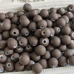 Contas Acrílicas 8 mm Mate (aspeto aveludado) - Castanho