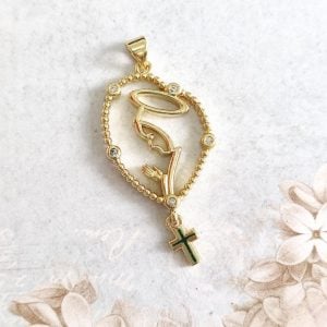 Pendente em ródio com zircónia- Virgem