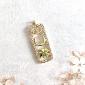 Pendente em ródio com zircónia- Amuleto