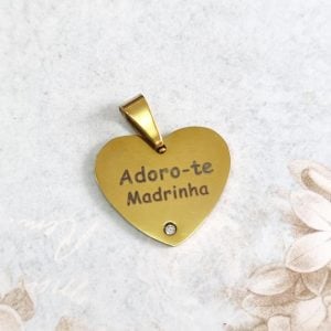 Medalha em aço inoxidável- Adoro-te madrinha (dourado)