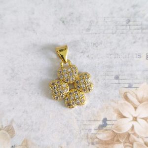 Pendente em ródio com zircónia- Trevo