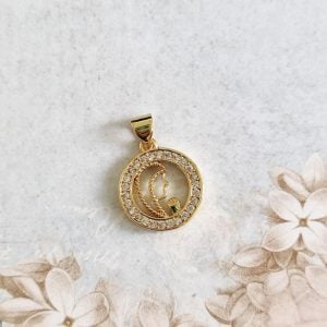 Pendente em ródio com zircónia - Virgem circular
