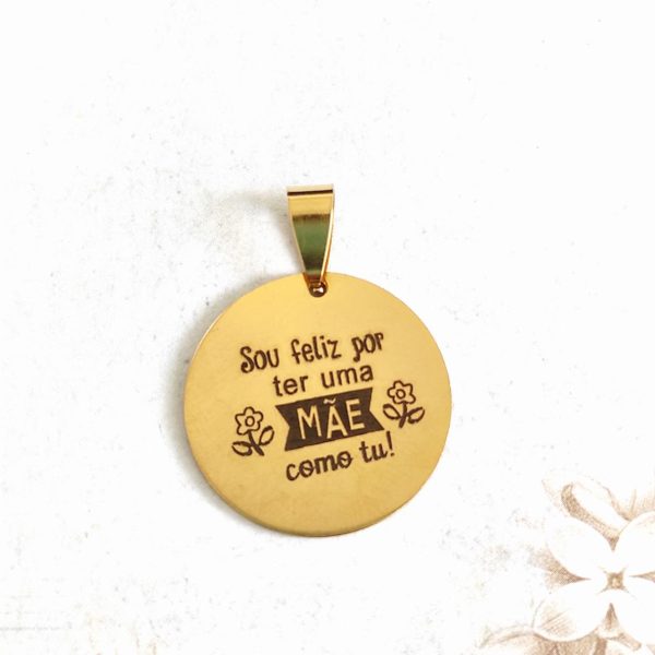 Medalha em aço inoxidável - Mãe (dourado)