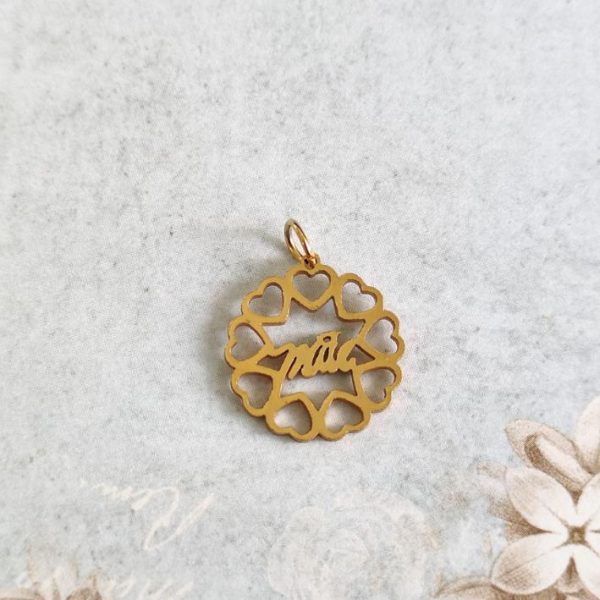 Medalha em aço inoxidável - Mãe - Corações dourados