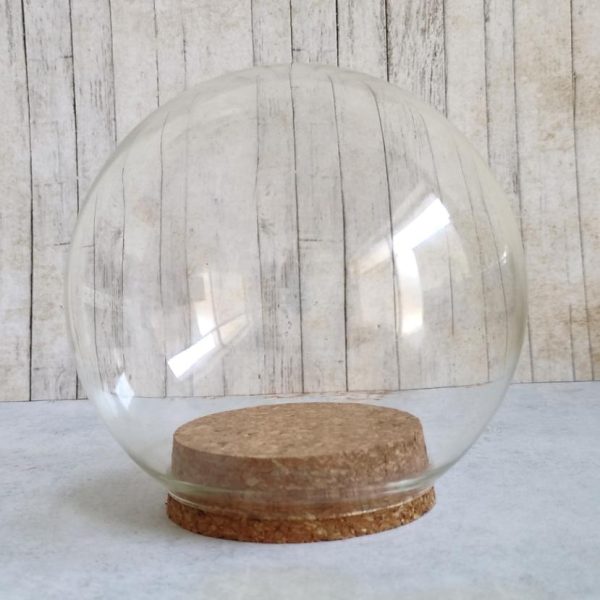 Campânula em vidro com base em cortiça "Bola" 12x10 cm