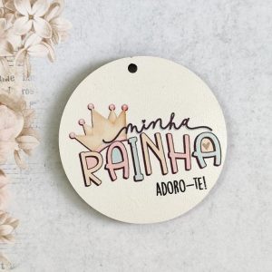 Placa para Porta chaves em mdf - Minha rainha, adoro-te!