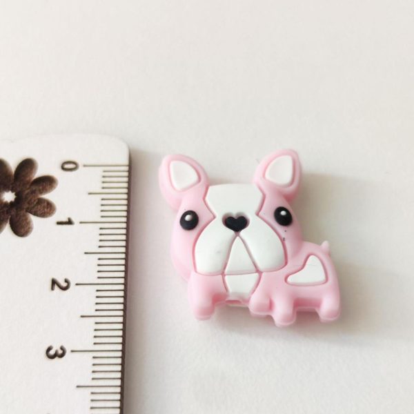 Conta em silicone -Cão -Rosa -30mm- para prende chucha