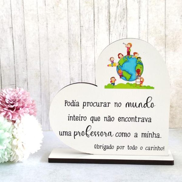 Troféu em mdf- coração - Professora