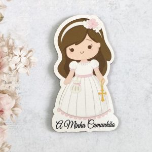Recorte em MDF menina Primeira Comunhão 8 cm