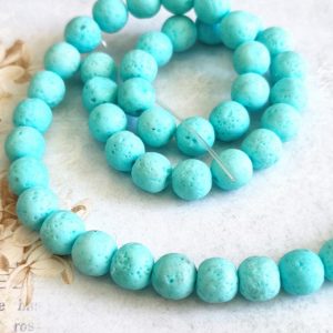 Fiada pedras vulcanica -azul 8mm