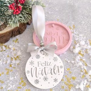 Molde em silicone -Feliz Natal "flocos"