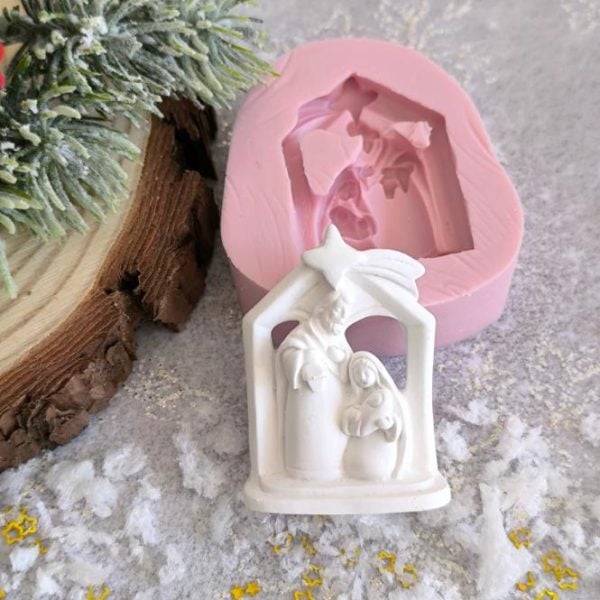 Molde em silicone -mini cabana com Sagrada Família