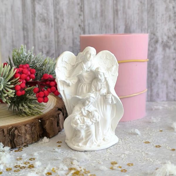 Molde em silicone 3D- Anjo com Sagrada Família