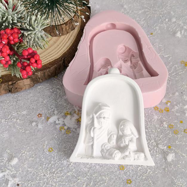 Molde em silicone -Base sino com Presépio-p/ iman