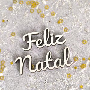 Feliz natal em Mdf Branco -  5 cm