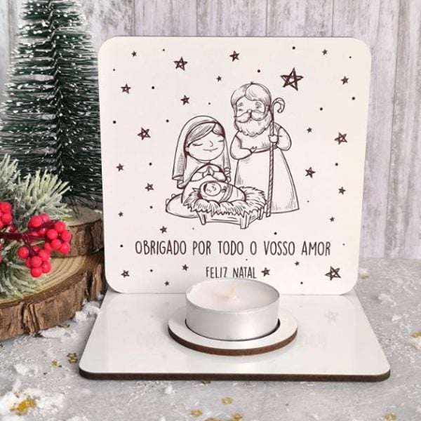 Troféu c/ suporte de vela - Obrigado por todo o vosso amor, Feliz Natal