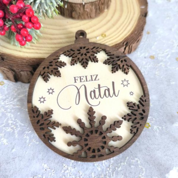 Bola em choupo 3D - Feliz Natal