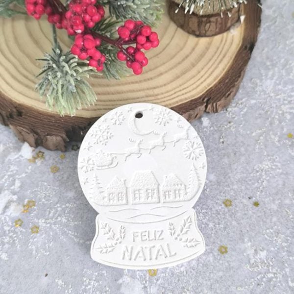 Placa em pó cerâmico - Globo Feliz Natal