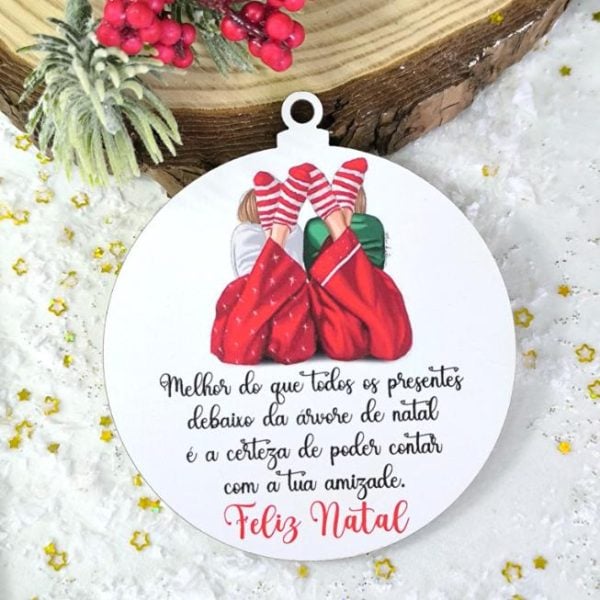 Bola de Natal em mdf - Contar com a tua amizade