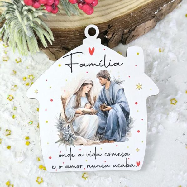 Bola de Natal em mdf - Família