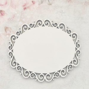 Placa oval branca- 10*8.5 cm