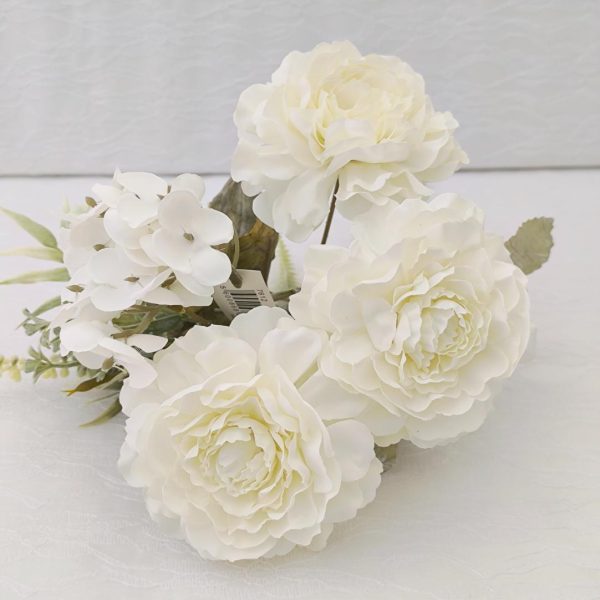 Ramo de flores em tecido- Tons Branco