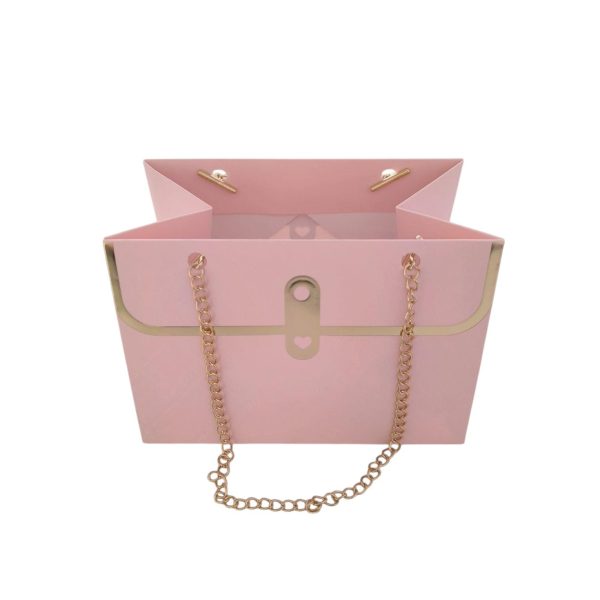 Caixa cartão "carteira""-Rosa c/ alça metal