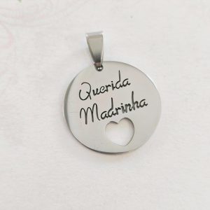 Medalha em aço inoxidável - Querida Madrinha (prateado)