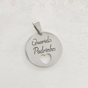 Medalha em aço inoxidável - Querida Padrinho (prateado)
