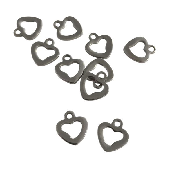 Pendente em aço inoxidável - Coração vazado - 10 mm