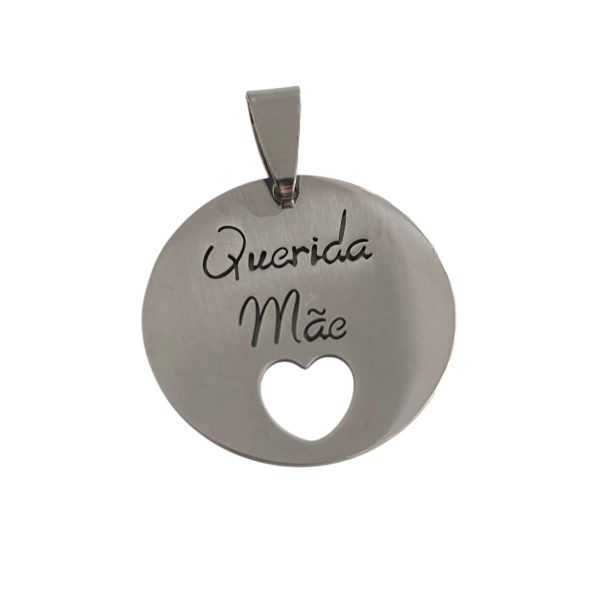 Medalha em aço inoxidável - Querida Mãe (prateado)