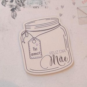 Recorte em madeira "frasco" -Feliz dia Mãe- mod.2